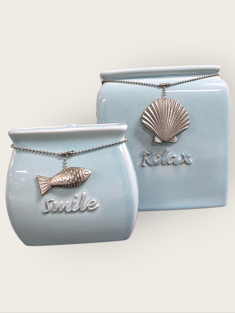 Coastal Charm Bathroom Set - Toothbrush Holder & Tissue Cover